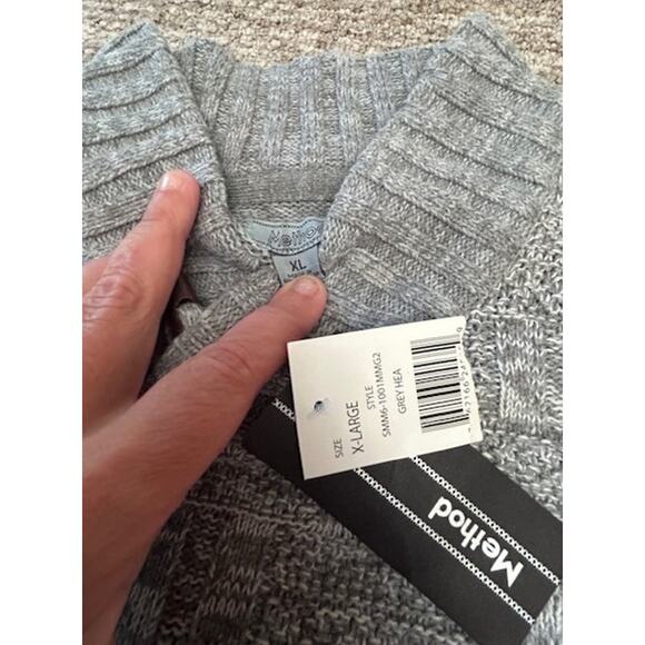 NWT Method Gray Heather Mens Pullover Cowl Sweater Size XL - Picture 6 of 8